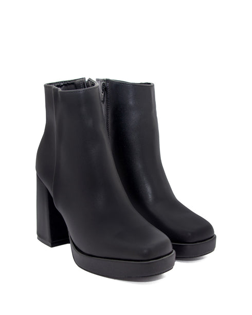 Botín Negro Liso Tacón Ancho 25501